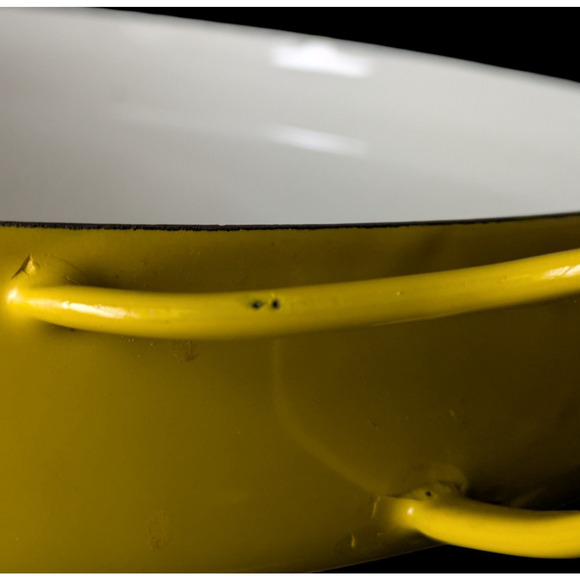 Vtg Dansk Designs Kobenstyle Yellow Enamel Steel Paella Round Pan 13" 1960s - Picture 9 of 16